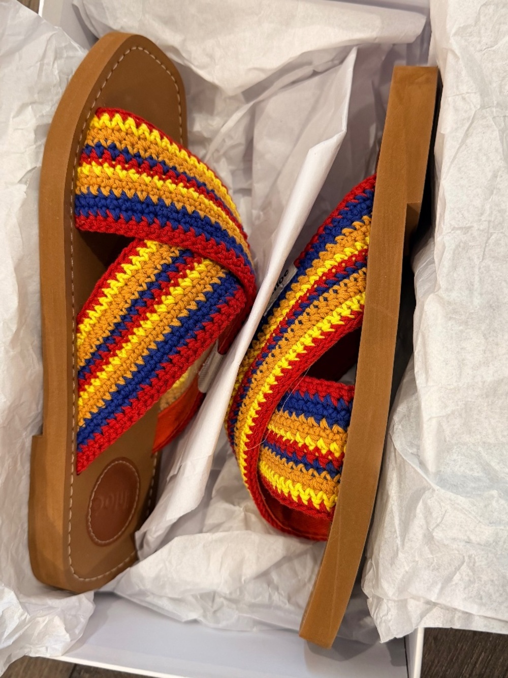 Chloé Woody Striped Crochet Slides - Red Multi